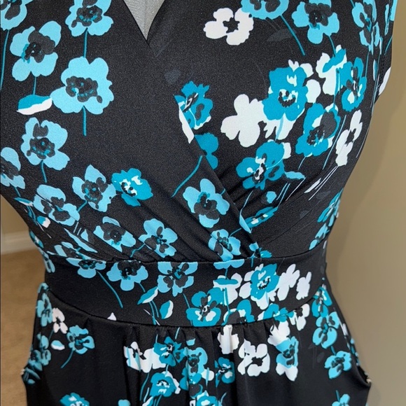 George Floral Black and Blue Sleeveless Mini Dress with Pockets Women's Size M - Picture 4 of 8